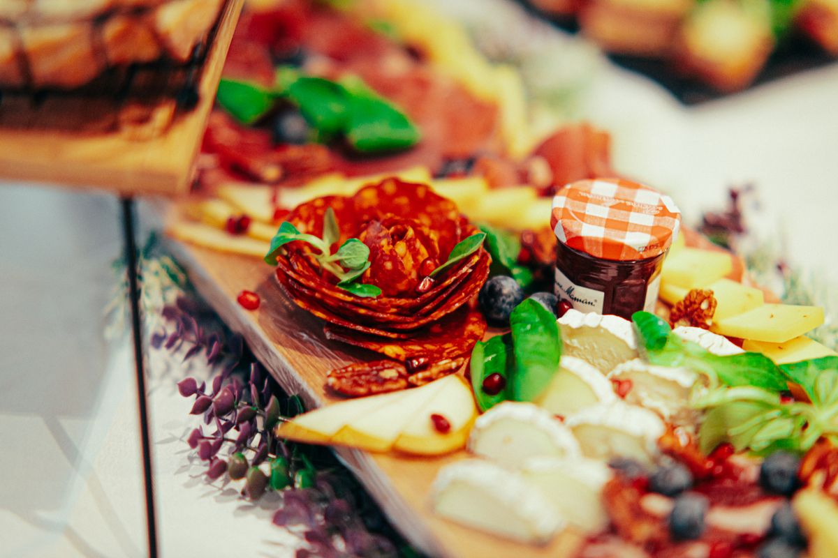 Charcuterie platter with cured meats and cheese