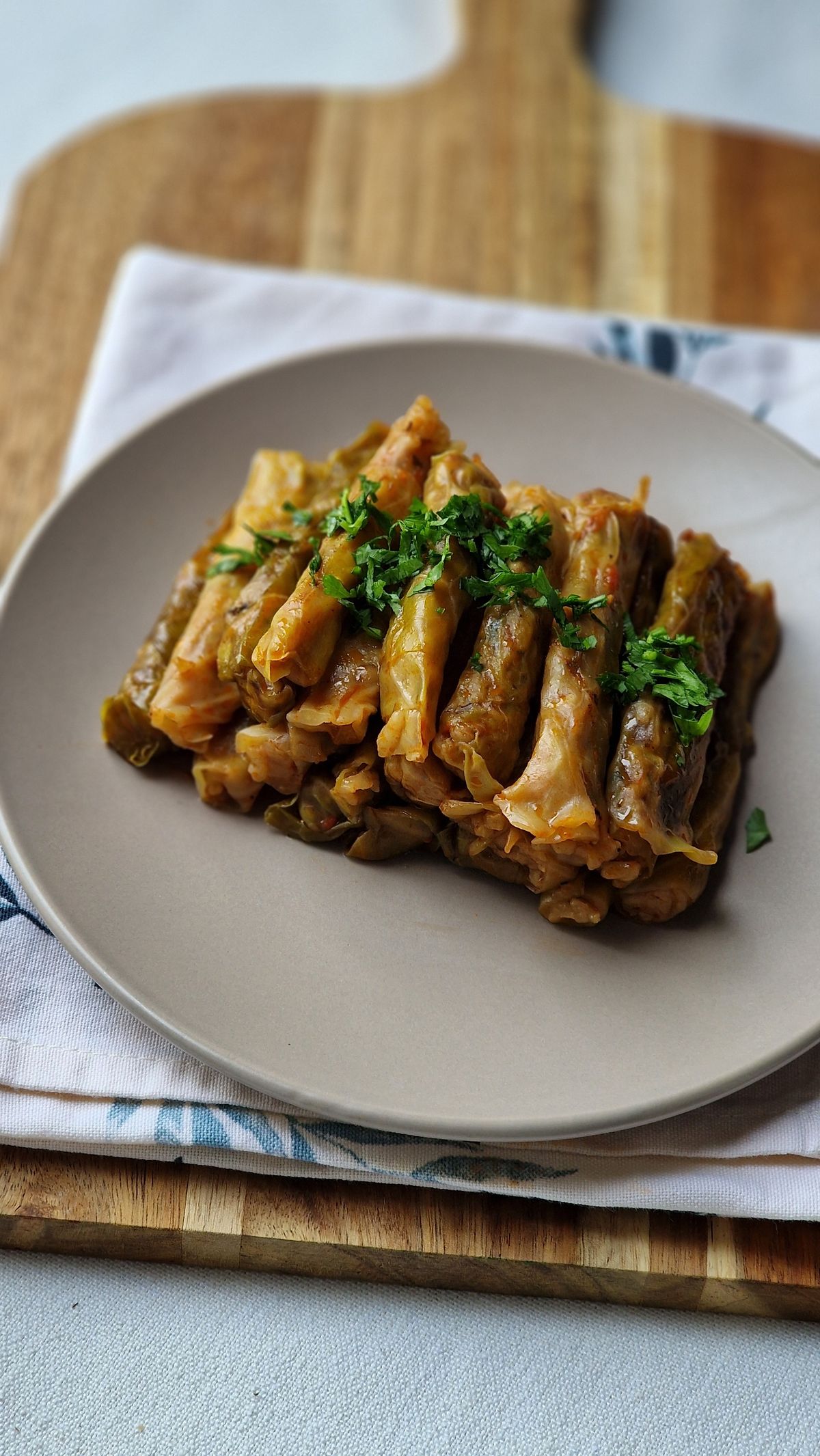 Stuffed cabbage rolls on a plate